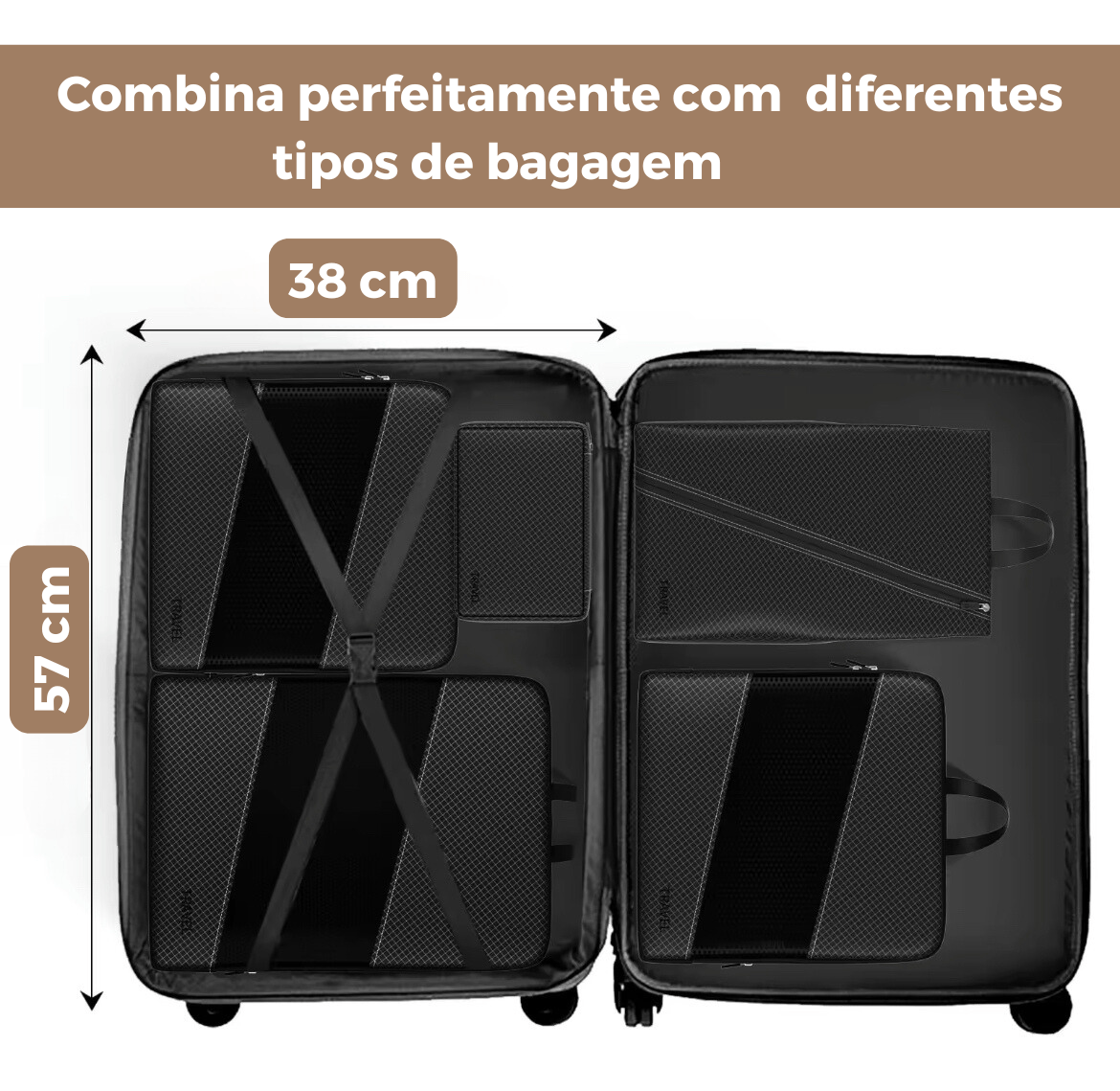 kit de Organizadores de compressão para viagem - 6 Pçs - Shop Viagem