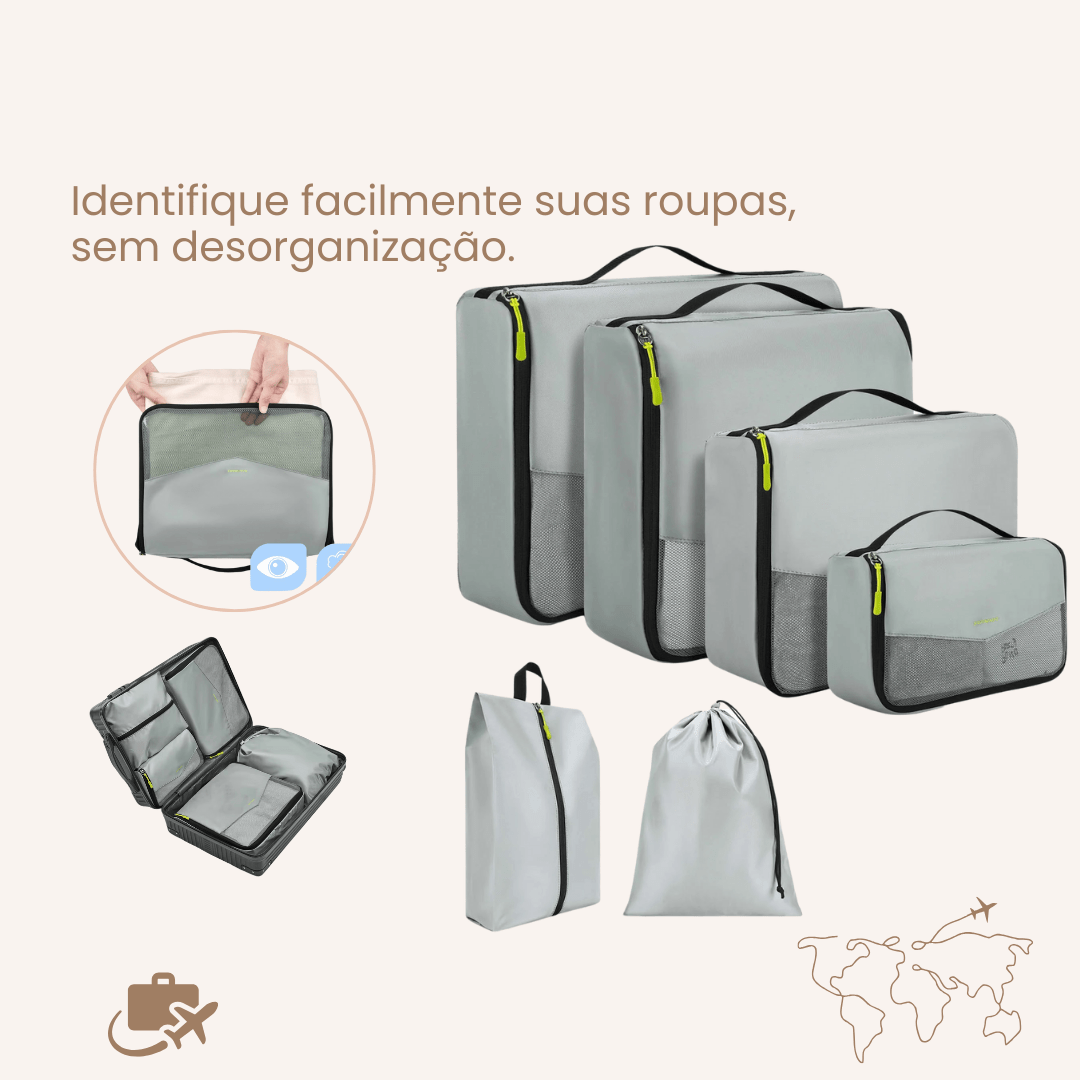Kit de Organizadores para mala de viagem - 6 peças - Shop Viagem