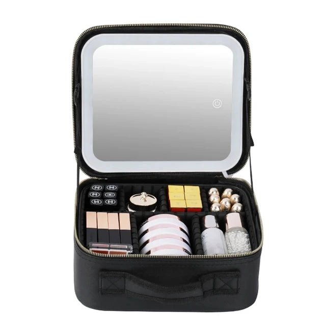 Necessaire Organizadora de Maquiagem SmartGlam com Espelho Portátil e LED com 3 temperaturas - Shop Viagem