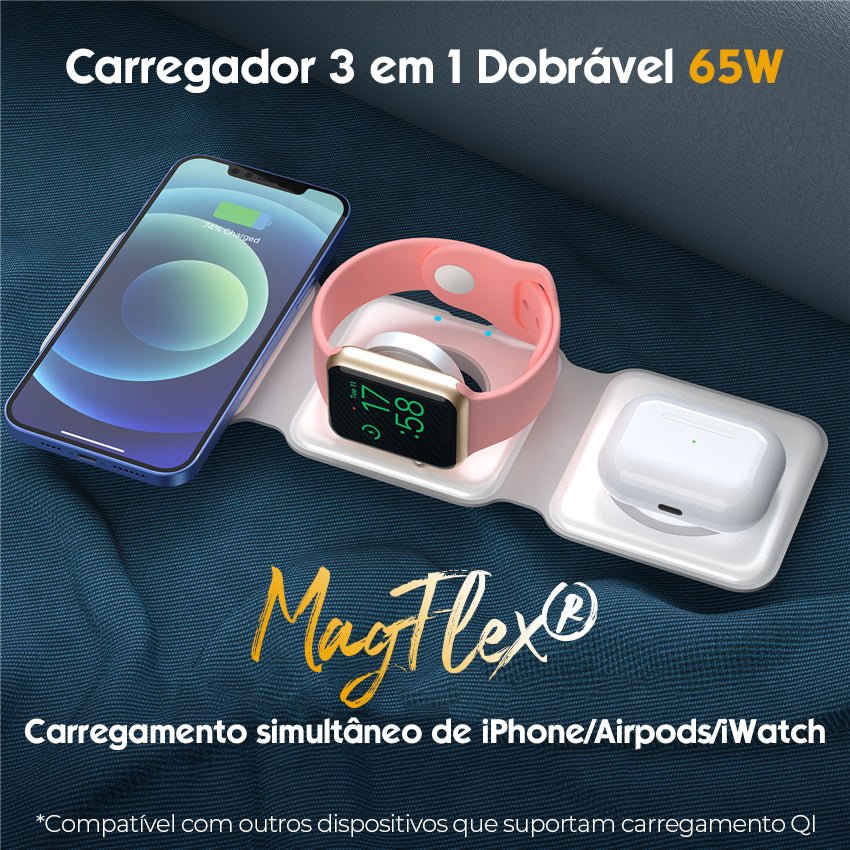 Carregador 3 em 1 Dobrável MagFlex - Shop Viagem