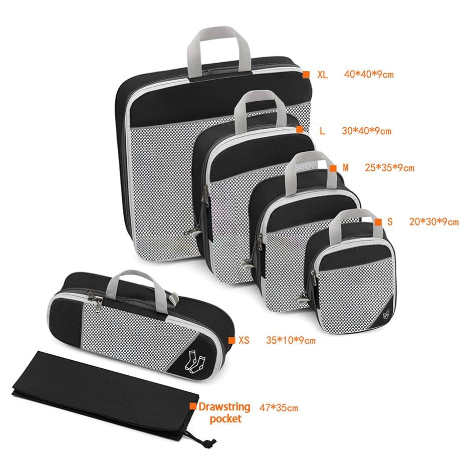Kit 6 Bolsas Organizadoras De Compressão Para Malas De Viagem - Shop Viagem