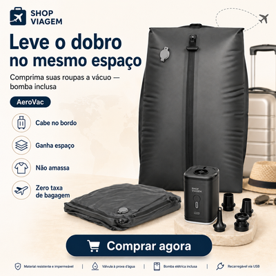 AeroVac – Sacos a Vácuo para Viagem + Bomba de Sucção