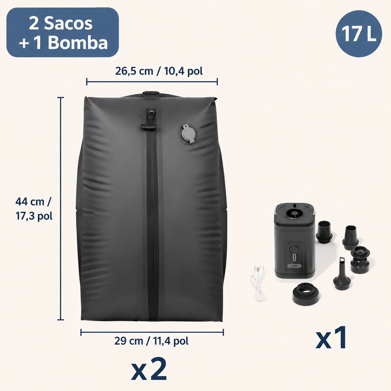 AeroVac – Sacos a Vácuo para Viagem + Bomba de Sucção