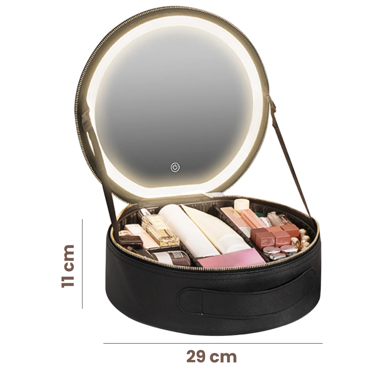Estojo de Maquiagem GlamBox Multifuncional com Espelho LED