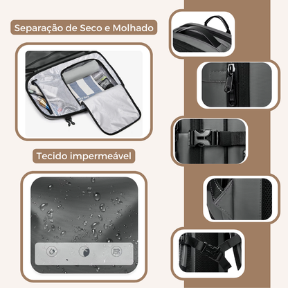 Mochila de viagem masculina compressão à vácuo 17 polegadas