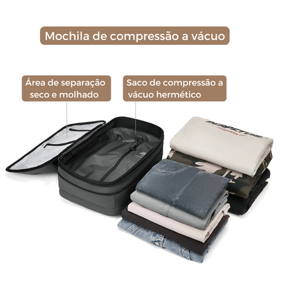Mochila de viagem masculina compressão à vácuo 17 polegadas