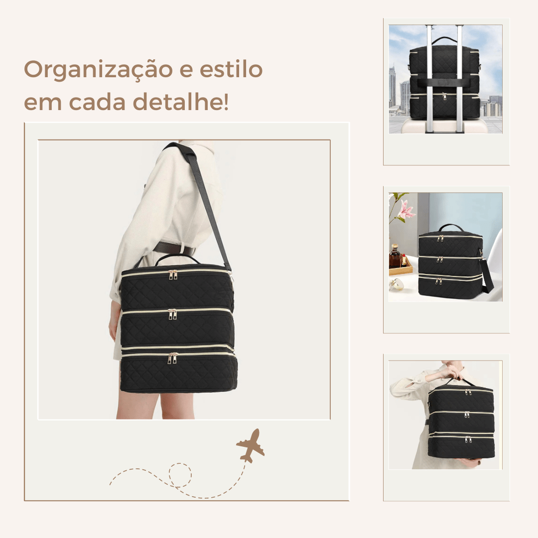 Bolsa organizadora de cosméticos com três camadas - Shop Viagem