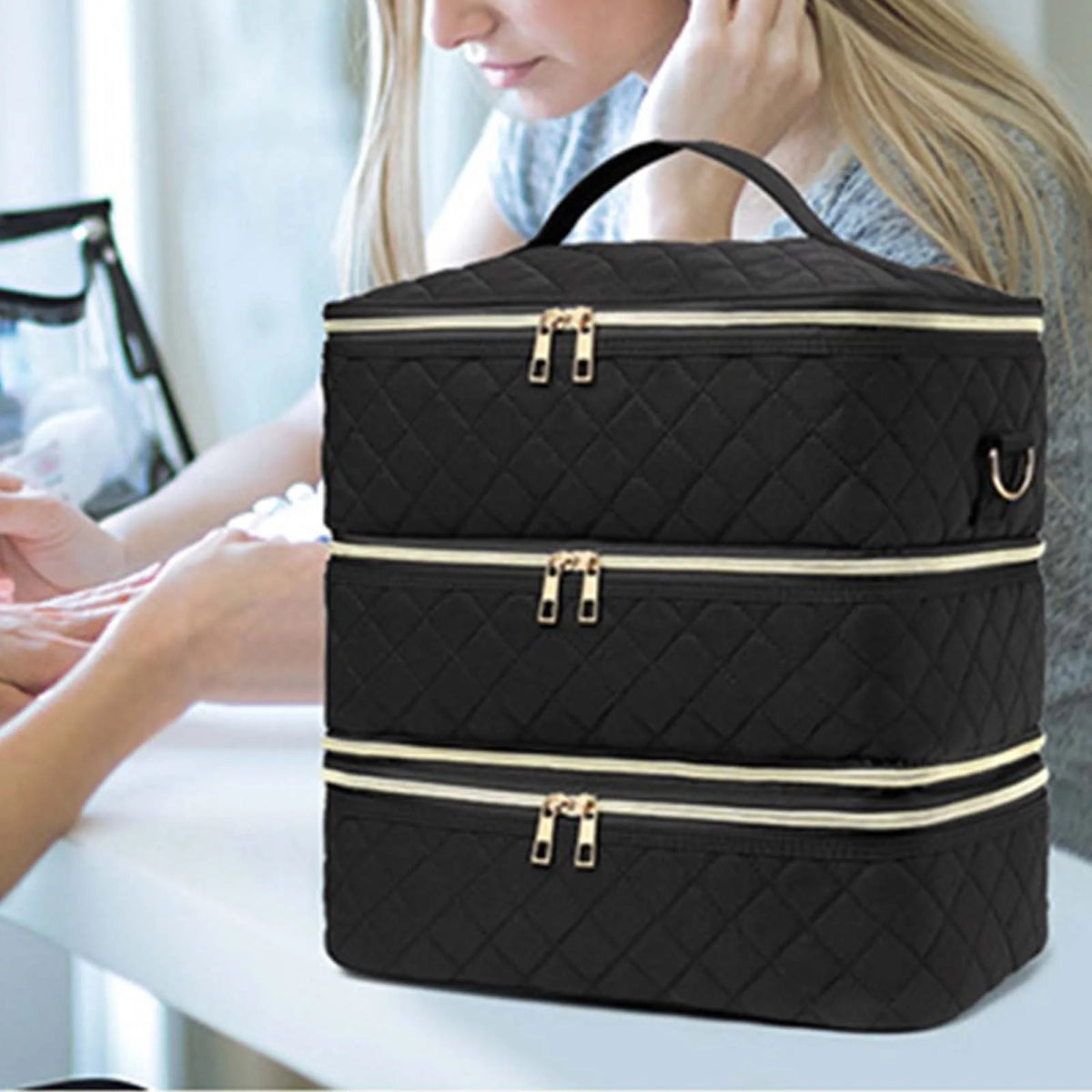 Bolsa organizadora de cosméticos com três camadas - Shop Viagem