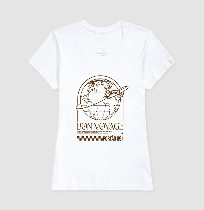 Camiseta Bon Voyage – Portão 891 - Shop Viagem