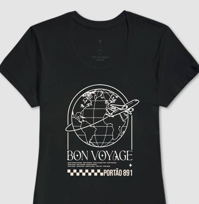 Camiseta Feminina Bon Voyage – Portão 891 - Shop Viagem