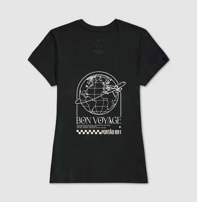 Camiseta Feminina Bon Voyage – Portão 891 - Shop Viagem