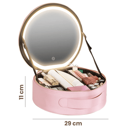 Estojo de Maquiagem GlamBox Multifuncional com Espelho LED - Shop Viagem