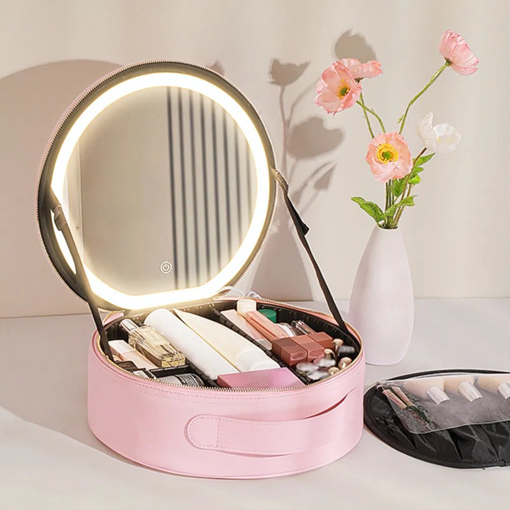 Estojo de Maquiagem GlamBox Multifuncional com Espelho LED - Shop Viagem