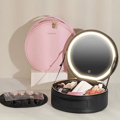 Estojo de Maquiagem GlamBox Multifuncional com Espelho LED - Shop Viagem