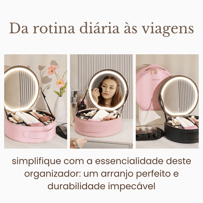 Estojo de Maquiagem GlamBox Multifuncional com Espelho LED - Shop Viagem