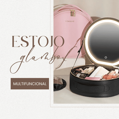 Estojo de Maquiagem GlamBox Multifuncional com Espelho LED - Shop Viagem