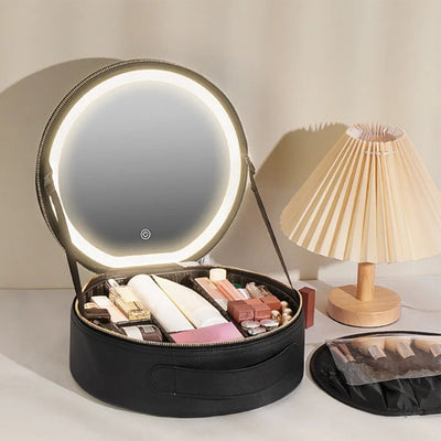 Estojo de Maquiagem GlamBox Multifuncional com Espelho LED - Shop Viagem