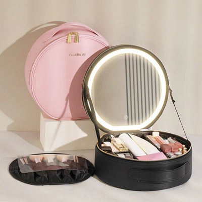 Estojo de Maquiagem GlamBox Multifuncional com Espelho LED - Shop Viagem