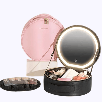 Estojo de Maquiagem GlamBox Multifuncional com Espelho LED - Shop Viagem