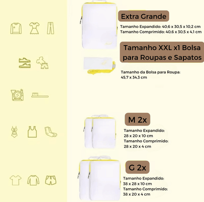 Kit de bolsas organizadoras de compressão ultraleves para malas de viagem - Shop Viagem