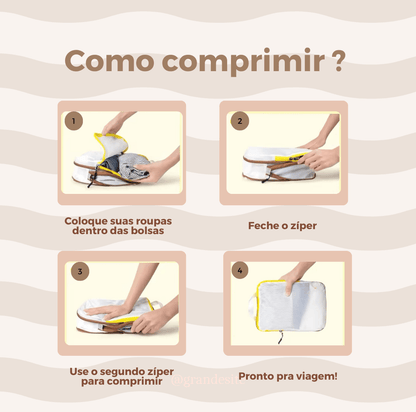 Kit de bolsas organizadoras de compressão ultraleves para malas de viagem - Shop Viagem