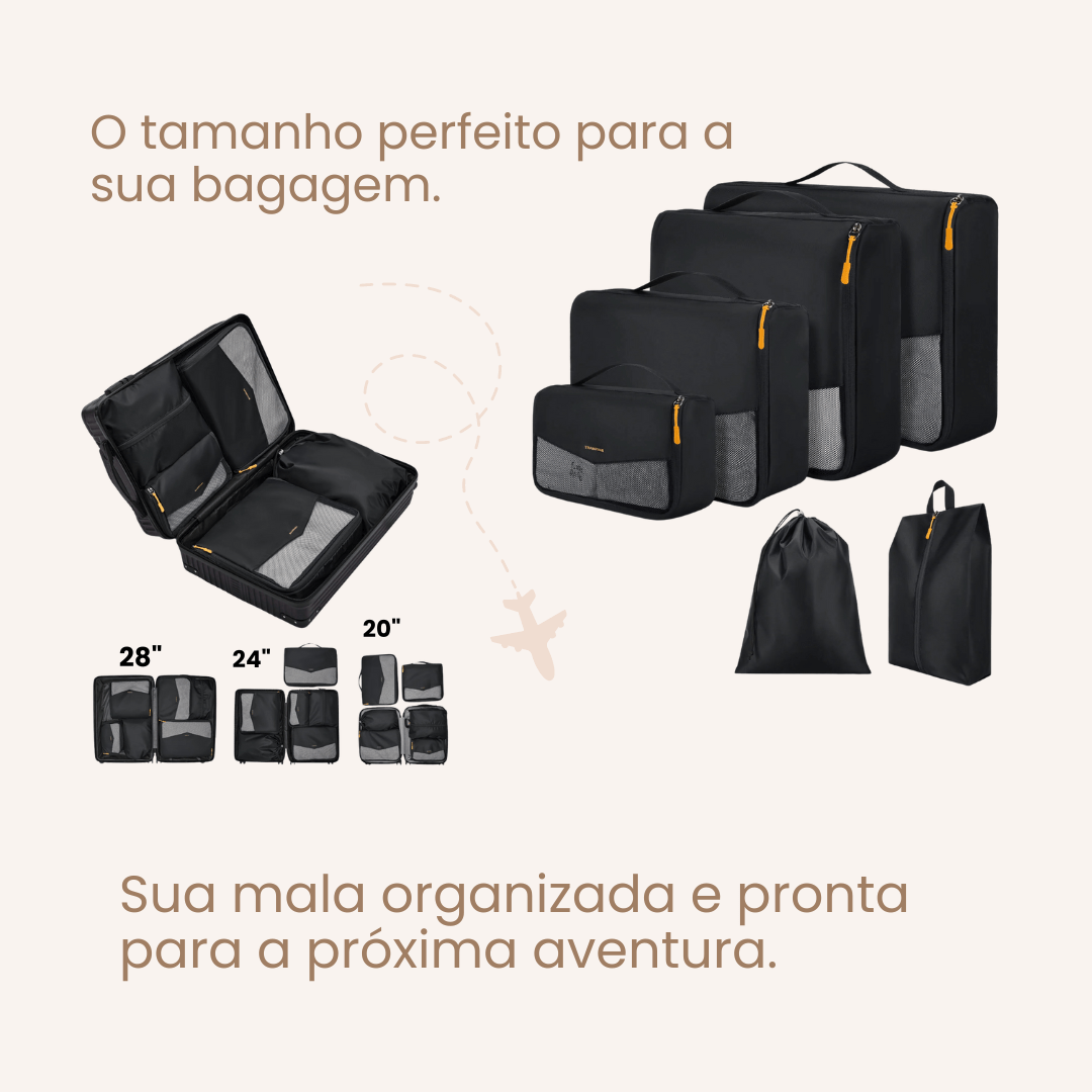 Kit de Organizadores para mala de viagem - 6 peças - Shop Viagem