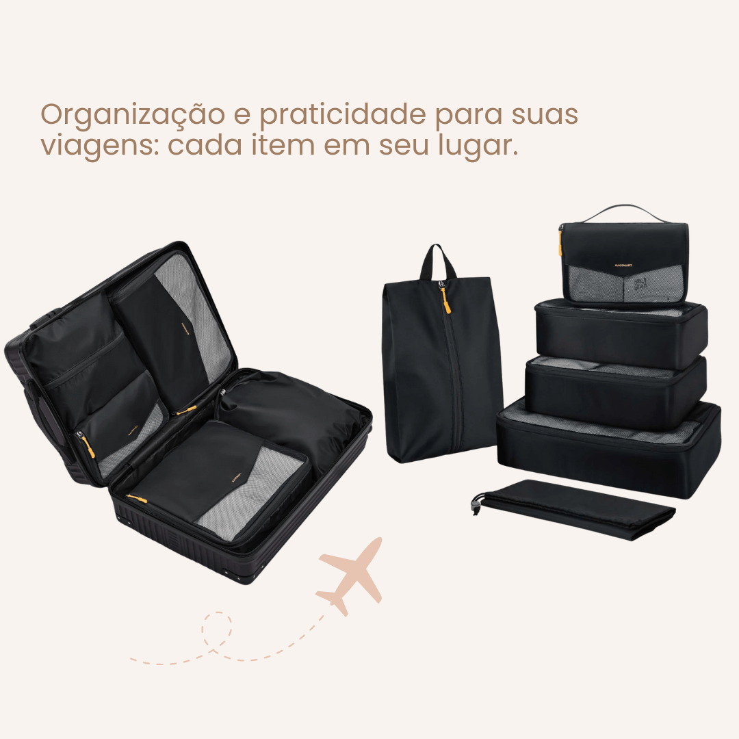 Kit de Organizadores para mala de viagem - 6 peças - Shop Viagem