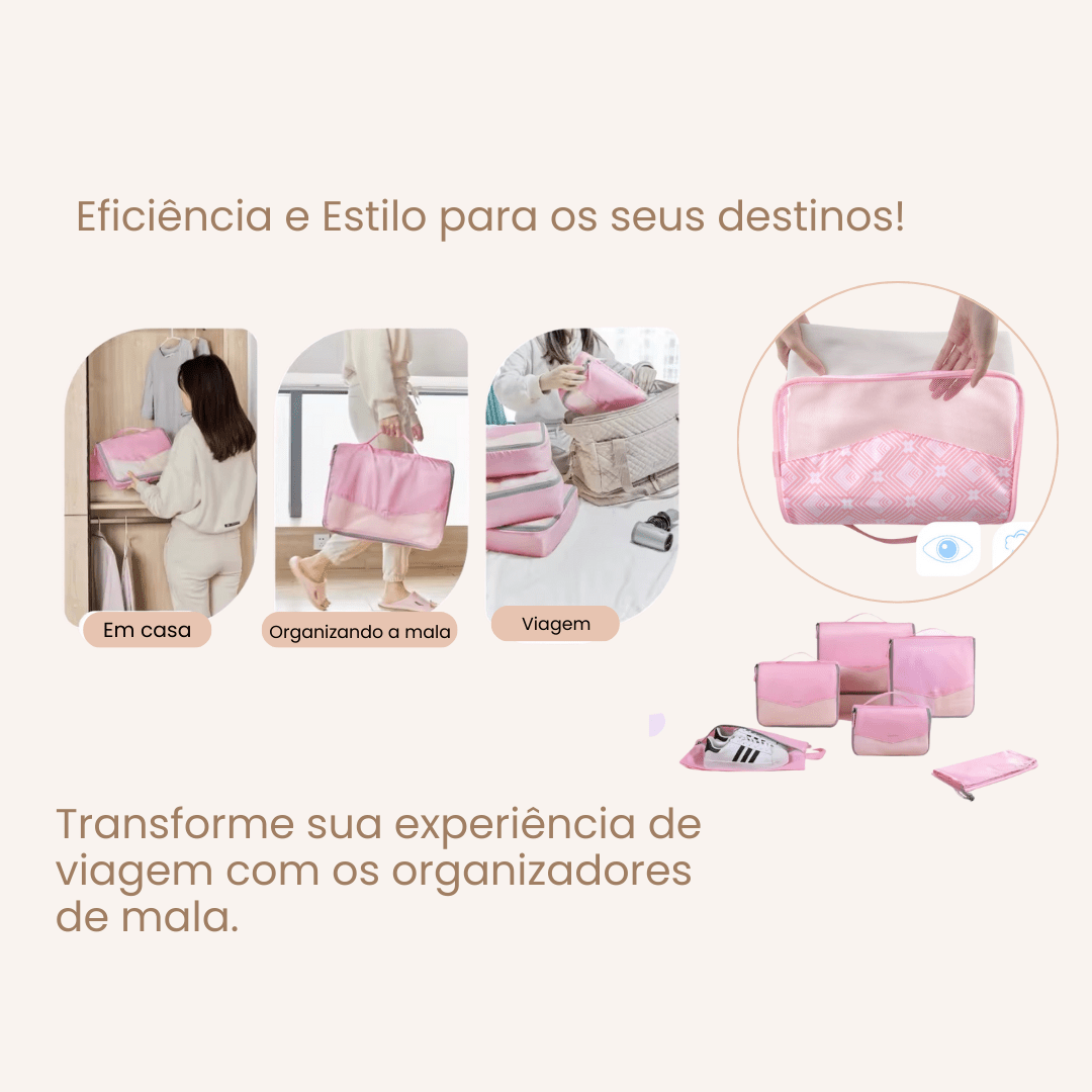 Kit de Organizadores para mala de viagem - 6 peças - Shop Viagem