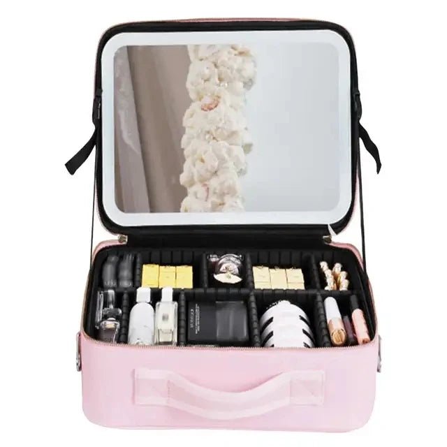 Necessaire Organizadora de Maquiagem SmartGlam com Espelho Portátil e LED com 3 temperaturas - Shop Viagem