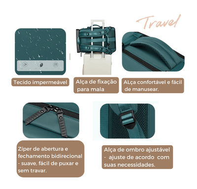 TravelMaster - Mochila de Viagem Feminina Impermeável - Shop Viagem