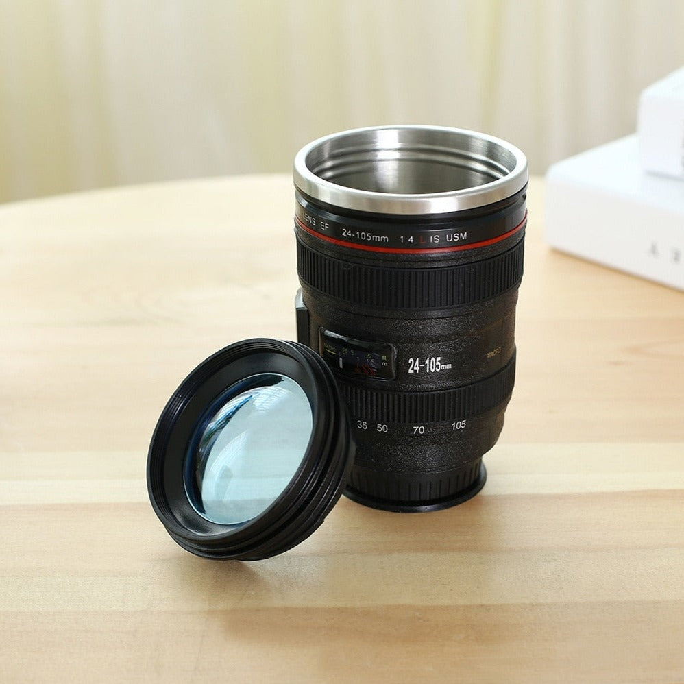 Caneca Térmica para Viagem - Lente de Câmera Fotográfica Coolmug