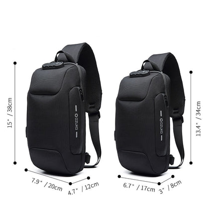 Mochila Transversal Antifurto para Viagem - Resistente à Água