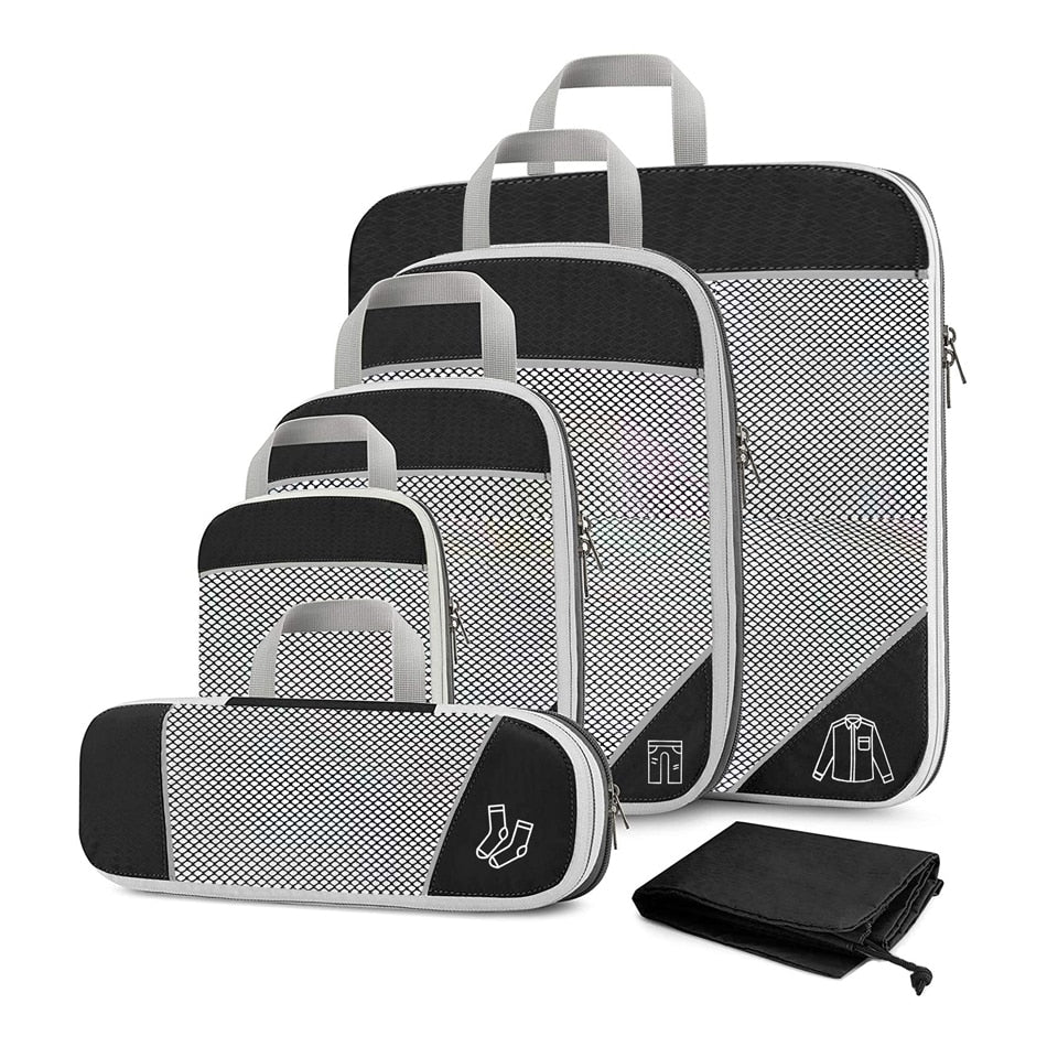 Kit 6 Bolsas Organizadoras De Compressão Para Malas De Viagem