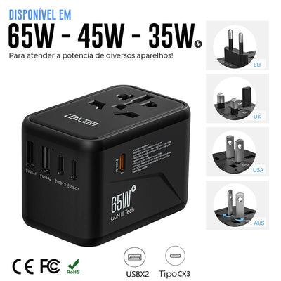 Adaptador de Tomadas Universal 6 em 1 - Shop Viagem
